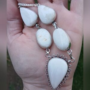 New Scolecite Gemstone 925 Silver Necklace.